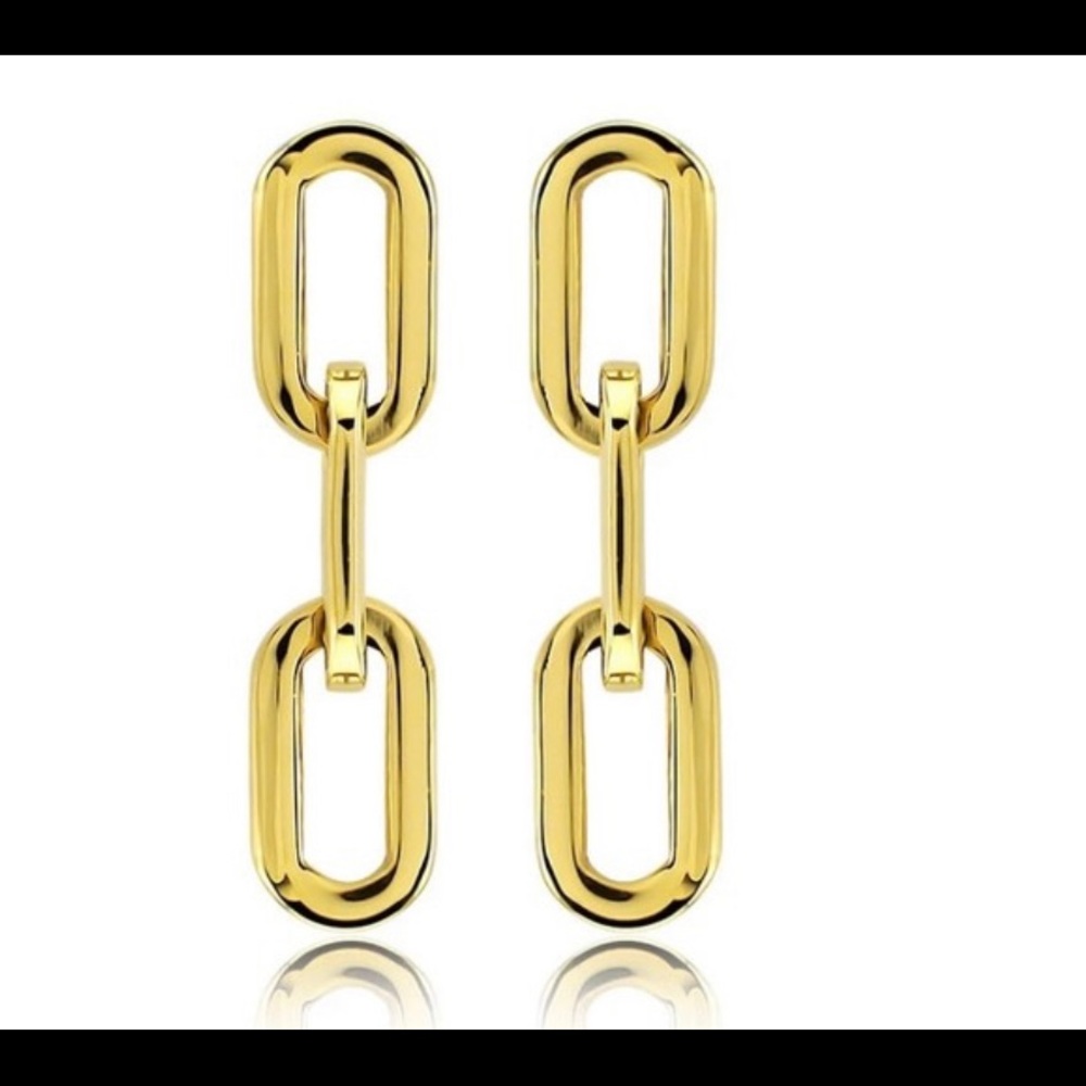 Gold 316L Stainless Steel Long Earrings - Picture 2 of 6